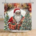 thumbnail image 2 of SUNOLIFE Merry Christmas Shower Curtain Black Xmas Santa Claus Waterproof Fabric Bathroom Curtain 72x72 in, 2 of 4