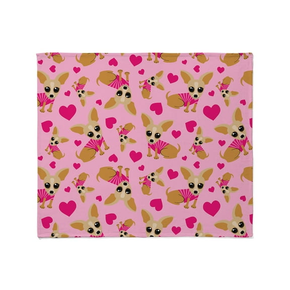 CafePress - Chihuahua Heart Pattern Throw Blanket - Soft Fleece Throw Blanket, 50"x60" for All Ages