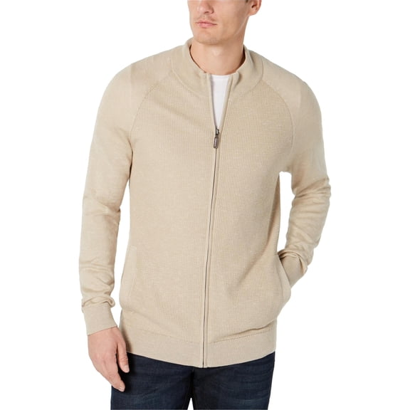 Club Room Mens Textured Cardigan Sweater, Beige, Small