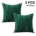 thumbnail image 1 of Fundas de almohada decorativas de terciopelo a rayas de 2 piezas, fundas de cojines suaves y sólidas, fundas de almohada cuadradas para cama, sofá, coche, sala de estar, 45*45cm, 1 of 5