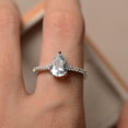 thumbnail image 4 of Aquamarine ring, pear cut blue gemstone, March birthstone, sterling silver ring, wedding ring, 4 of 4