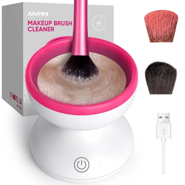 Máquina limpiadora de brochas de maquillaje Alyfini Electric con solución