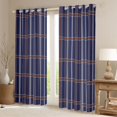 thumbnail image 2 of Feelyou Abstract Lines Blackout Curtains Set of 2 (52x84 Each), Blue Plaid Window Curtains, 2 of 6
