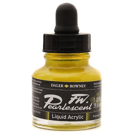 UPC: 0000050788668 | Daler-Rowney FW Pearlescent Liquid Acrylic  1 oz. Bottle  Hot Cool Yellow