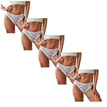 

Women Underwear Brief Hot Crochet Lace Lace-up Panty Hollow Out Panties 5PC