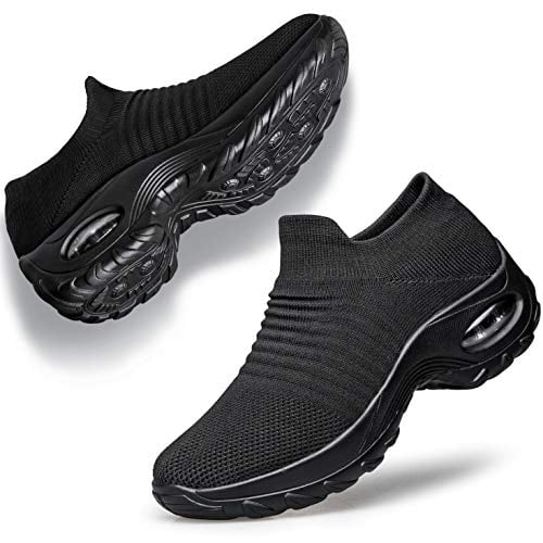YHOON Women's Walking Shoes Sock Sneakers Slip on Mesh Platform Air Cushion Athletic Shoes Work Nurse Comfortable