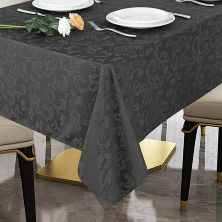 

Jacquard Tablecloth Durable Waterproof Tablecloth for Outdoor and Indoor Use (Dark Gray Rectangle 152.4 x 213.3 cm)