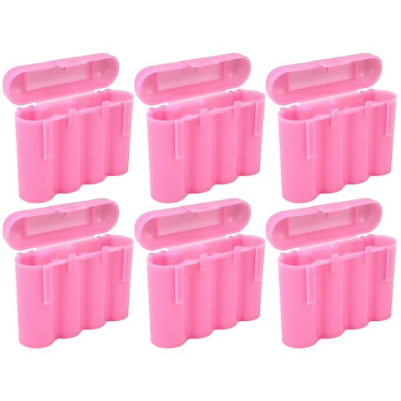 Six (6) EBC Battery AA AAA Pink Plastic Battery Storage Case Holder Box USA Ship