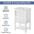 thumbnail image 6 of 20" Bathroom Vanity with Sink, Free Standing Vanity Organizer with Soft Closing Door and Open Shelf, Solid Wood Single Storage Cabinet, White, 6 of 7