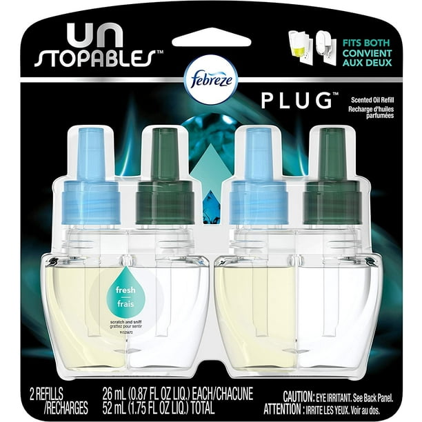 2 Pack Febreze Plug in Air Fresheners, Unstopables Fresh, Odor