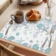 thumbnail image 3 of Ocean Coastal Placemats Set of 4 Nautical Starfish Conch Seashells Coral Place Mats Indoor Wipeable Table Mats Washable Cloth Dining Table Placemats for Kitchen Holiday Party Home Decor 13x19 Inch, 3 of 9