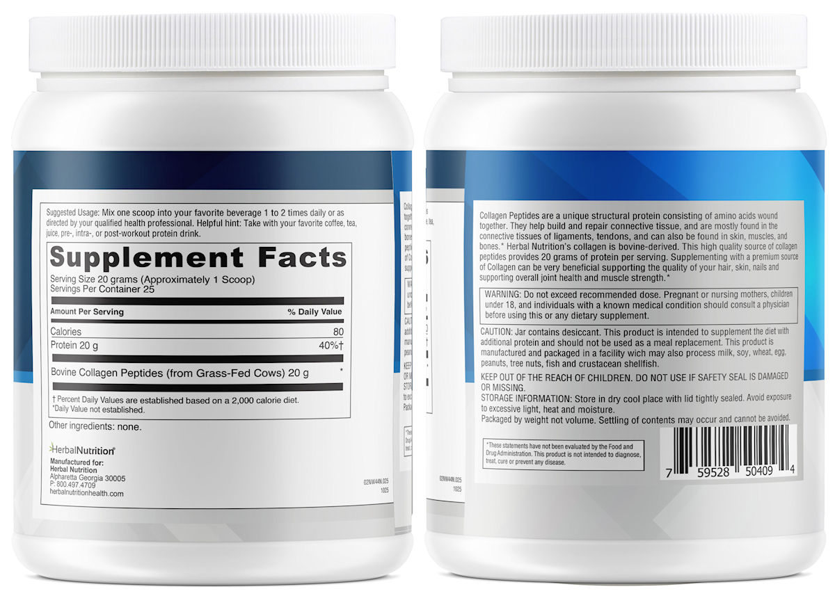 Collagen Peptides Powder Contains Vital Proteins for Skin Hair Nails and Joint Health, Non GMO Gluten Free 25, 20mg Servings