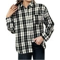 thumbnail image 2 of Women's Flannel Shirts Casual Button Down Plaid Shirt Jacket Fall Winter Loose Long Sleeve Fleece Shacket Fashion Leisure Outfits with Pockets, 2 of 6
