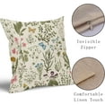 thumbnail image 4 of Spring Floral Pillow Covers 18x18 Set of 2 Sage Green Wild Flower Plant Vintage Botanical Print Decorative Throw Pillow Cases Outdoor Seasonal Farmhouse Decor for Sofa Couch Bed, 4 of 6