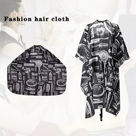 Qiopertar Under $5 Patterned Hair Cutting Cape, Salon Barber Robe for Adults, Soft Waterproof Hairdressing Shawl with Hook Loop