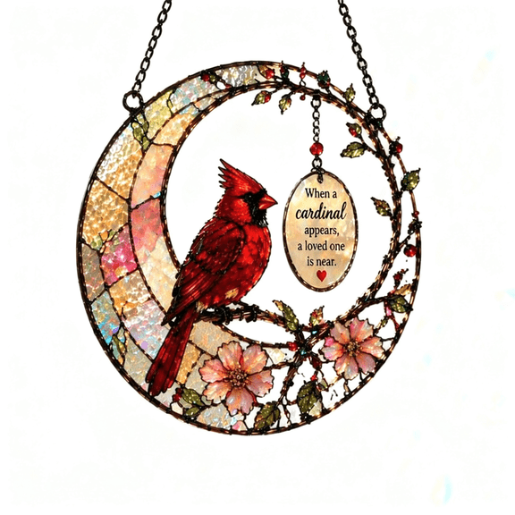 Red Bird  Sun Catchers Stained Glass Suncatcher Decor, Ideal Gifts for Mother's Day, Wife, Friends, Family, Art Lovers, Birds Lovers