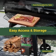 Brand Man Offset Smoker Charcoal Grill, Heavy Duty Wood Barrel BBQ Grill Smoker Combo with Side Box