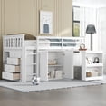 thumbnail image 3 of Harper & Bright Designs Twin Size Loft Bed with Storage Cabinet and Drawer, Wooden Loft Bed with Pulling-Out Desk, Guardrails and Ladder, White, 3 of 11