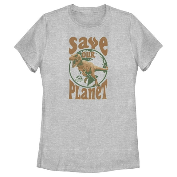Women's Jurassic World T. Rex Save Our Planet Graphic Tee Athletic Heather 2X Large