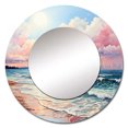 thumbnail image 2 of Designart "Rosy Shoreline Whispers" Beach & Ocean Rund Mirror For Wall Decor - Large Pink Round Print Mirror - Round Coastal Mirror 23" x 23" Inch - Wall Mounted Round Large Mirror, 2 of 5