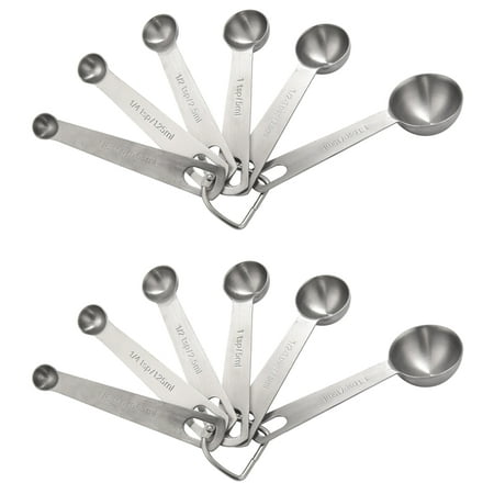 

12X Measuring Spoons Stainless Steel Measuring Spoons Cups Set Small Tablespoon with Metric and US Measurements
