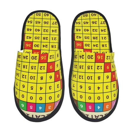 Balery Multiplication Table2 Slient Indoor Furry Fleece Comfort House Shoes Soft Non-Slip Home Shoes Cotton slippers House Slippers-- Large