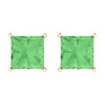 thumbnail image 3 of 14K Solid Gold Push Back Stud Earrings for Women | 3 cttw Princess Cut Simulated Green Diamond | Rose Gold, 3 of 5