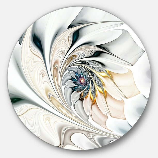 Designart White Stained Glass Floral Art Large Floral Metal Circle Wall Art Walmart Com Walmart Com