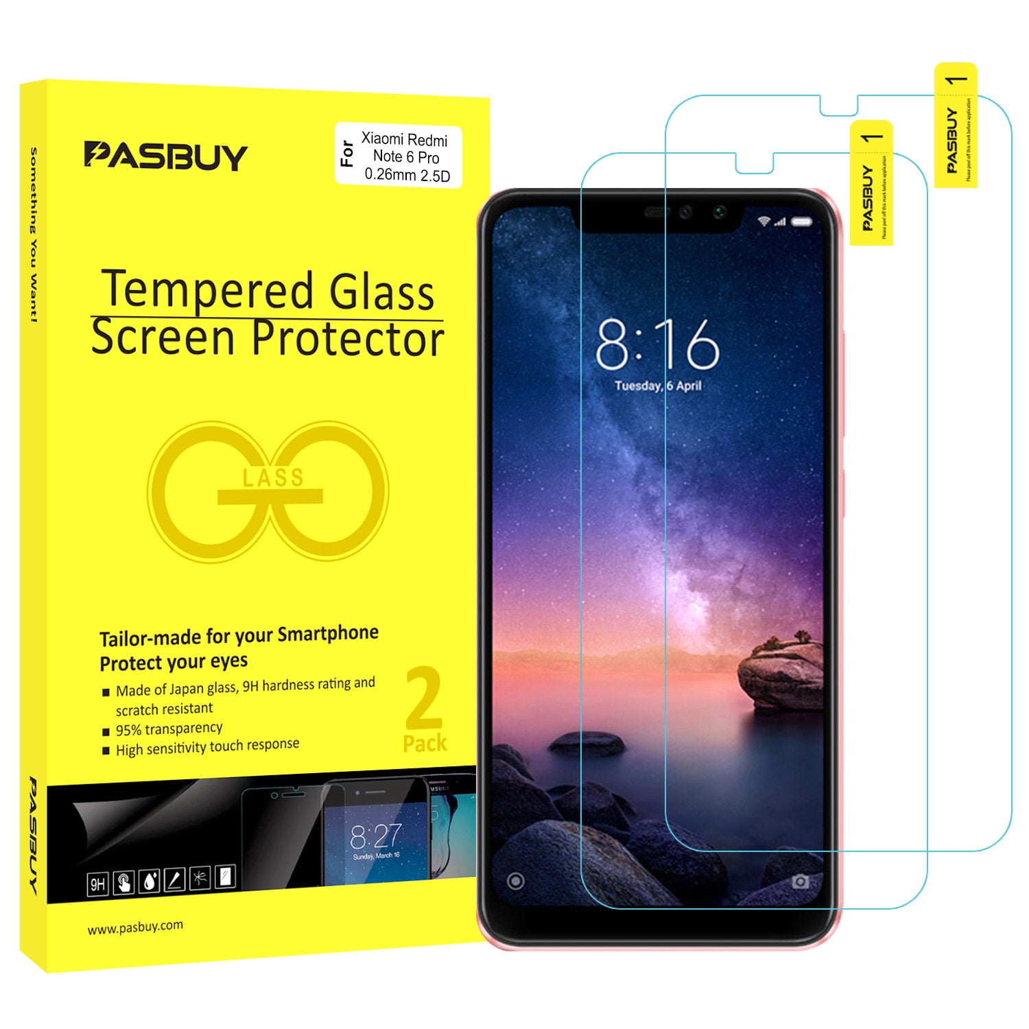 Screen Protector Retailbox 2 Pack Premium Tempered Glass Film For Xiaomi Redmi Note 6 Pro Walmart Com Walmart Com