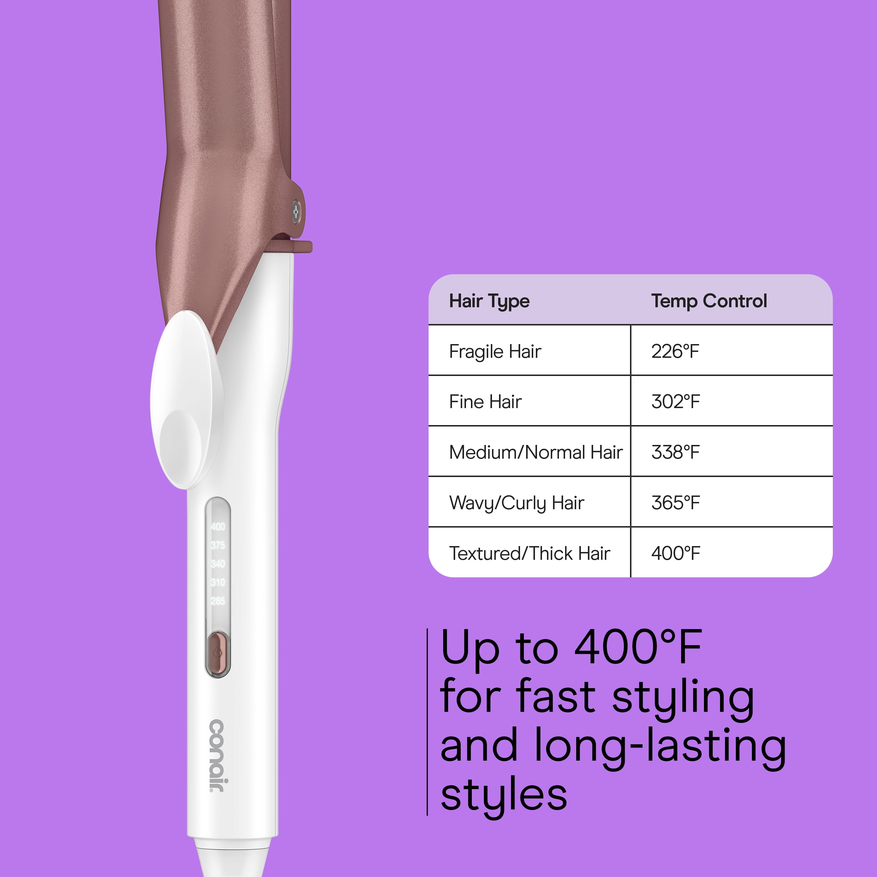 Conair Double Ceramic Curling Iron, 1-1/4" Barrel, 5 LED Heat Settings, Rose Gold, 1 Count
