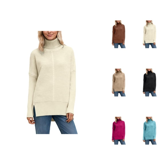 fashion clothing Women's Pullover Sweater Winter High Neck Knit Pullover Soft Warm Turtleneck Elegant Batwing Sleeve Casual Comfortable Fashion Cozy Oversized Yarn