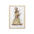 thumbnail image 1 of Music Wall Art with Frame, Illustration of a Musician in Floral Details Swirls and Strokes, Printed Fabric Poster for Bathroom Living Room, 23" x 35", Redbrown Mustard, by Ambesonne, 1 of 2