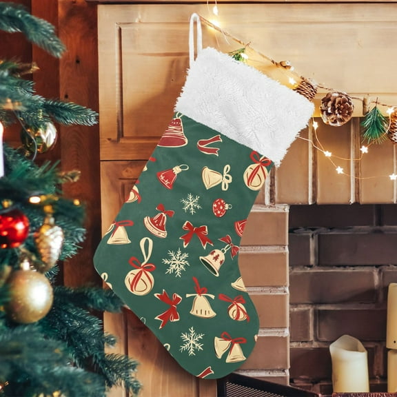 Ryvnso Christmas Stockings Christmas Bells 17.7" Large Stocking Decoration 1 Pack