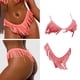thumbnail image 4 of Traje de baño de bikini de cintura alta con borlas para mujer, bañador sexy con tanga tipo bandeau. Rosa S, 4 of 8