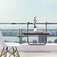 thumbnail image 3 of Balcony Railing Table Outdoor Hanging Folding Balcony Bar Table for Railings Patio Hanging Table on Railing Aluminium Metal Side Table Folding Adjustable 23.6"(L) x 15.7"(W) Brown, 3 of 7