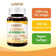 LOVITA Lecithin 1000mg – 35% Phosphatidyl Choline | Brain, Nerve & Lactation Support | Vegan, Non-GMO | 60 Softgels