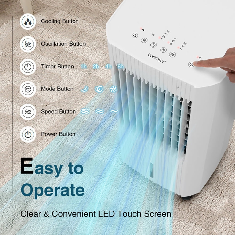 Spaco 3-in-1 Evaporative Air Cooler with 3 Modes-White, Air Conditioners, Mist Cooling Fan, Portable Ac Units for Rooms, Bedroom, Office, RV and Camping