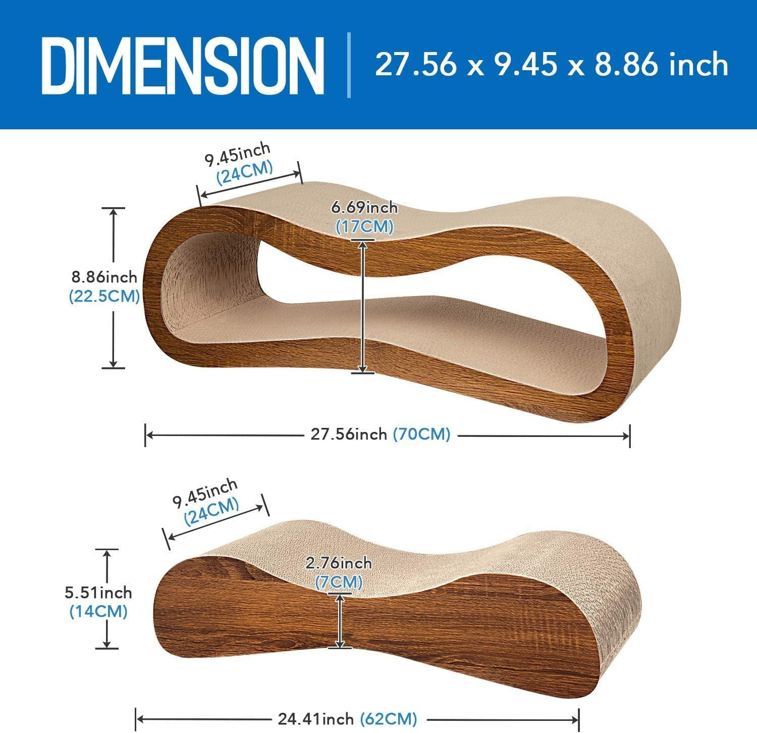FluffyDream 2 in 1 Cat Scratching Lounge Bed with Durable Corrugated Cardboard