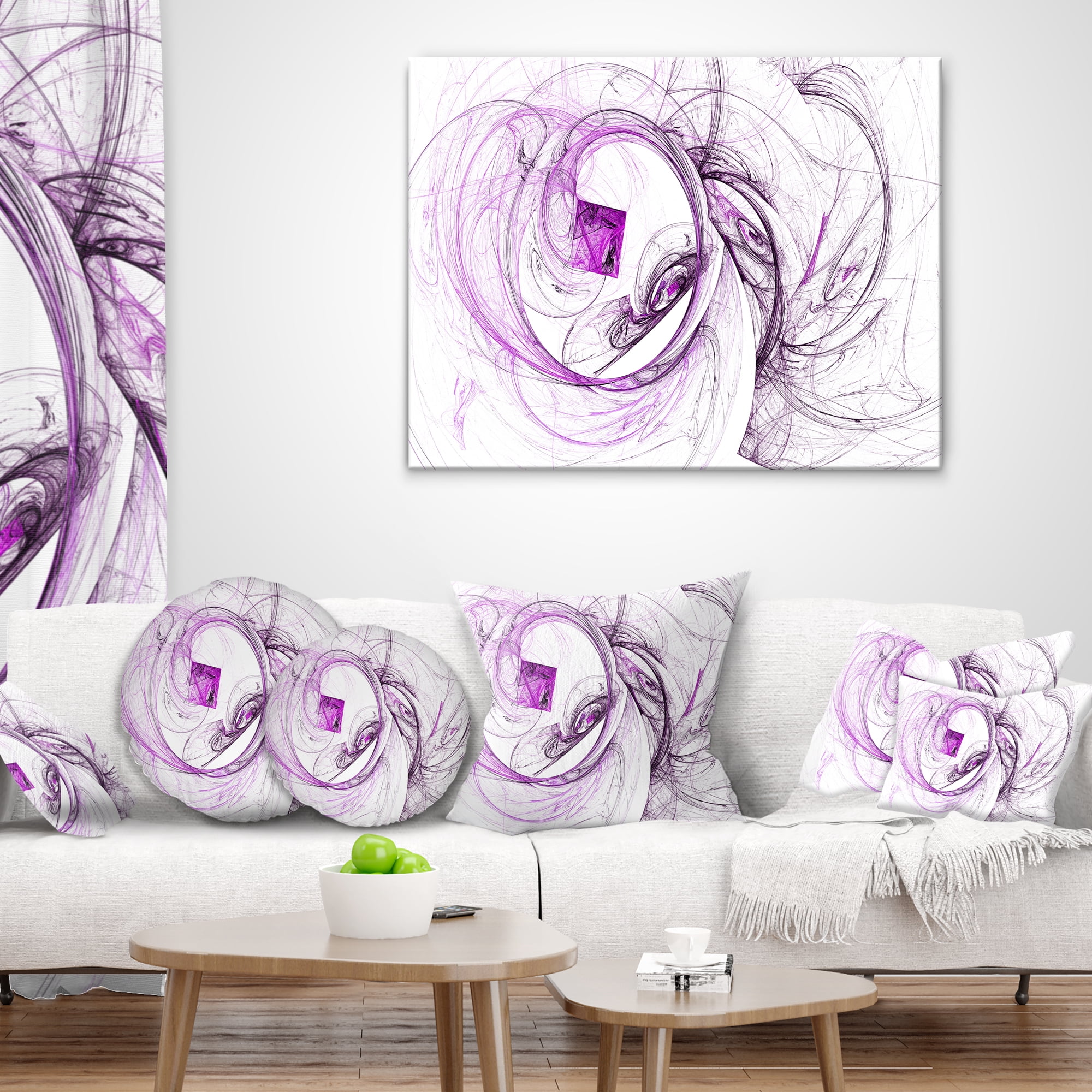 Designart Billowing Smoke Purple - Abstract Throw Pillow - 18x18