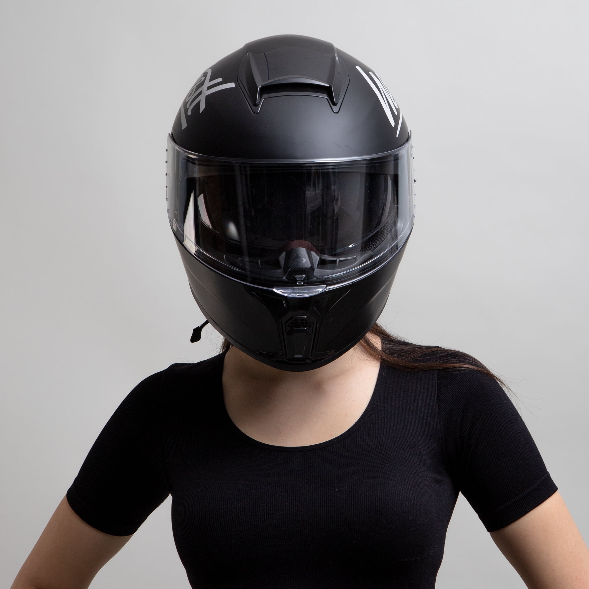 Westt Full Face Helmet - Motorcyle Helmet with Dual Visor DOT Approved - Black S