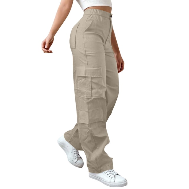 iHPH7 Pantalon de Travail Extensible pour Femmes Mode Urbaine Pantalon Taille Haute pour Femmes Pantalon de Randonnée Femmes Pantalon Long Cargo Pantalon de Survêtement pour Femmes Pantalon Cargo pour Femmes avec Poches Beige P