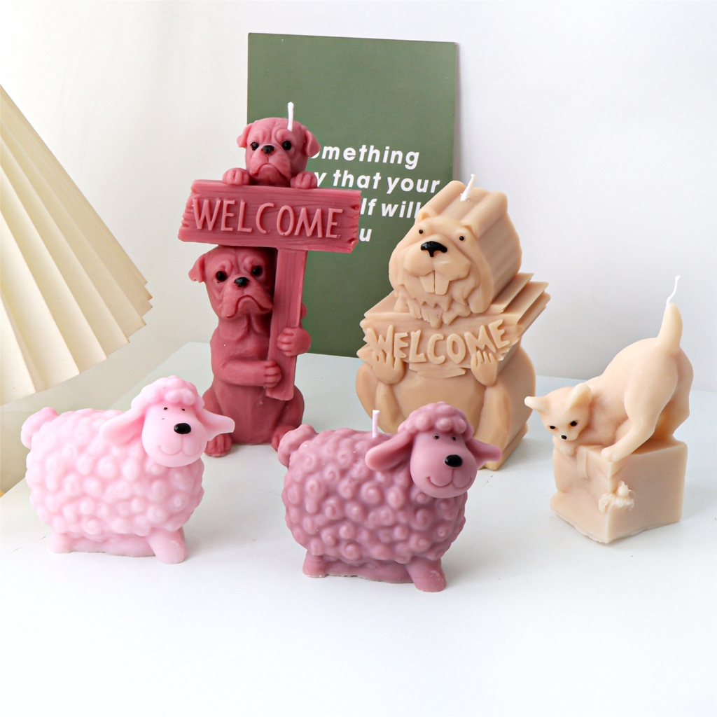 BQBQERT Cats Dog Shaped Silicone Molds Candle Molds for Epoxy Resin, Candle Soap Home Decoration, Plaster Decoration