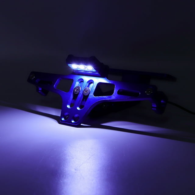 License Plate Holder, Motorcycle License Plate Holder Bracket, Adjustable Telescopic Aluminum Alloy with LED Light