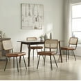 thumbnail image 3 of Art Leon Kitchen Dining Chairs, Rattan Cane Back Faux Leather Upholstered Side Chair,Set of 2, Yellow Brown, 3 of 9