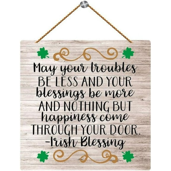 Novelty Irish Blessing St Patrick's Day Sign Wood Decor Motivational Rustic Wooden Signs Inspirational Decorations Sayings Wall Plaque 5x10 Inch