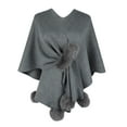thumbnail image 5 of XFLWAM Women's Shawl Wrap Poncho Sweaters Solid Color Open Front Cardigan Shawls Cape for Fall Winter Gray Free Size, 5 of 8