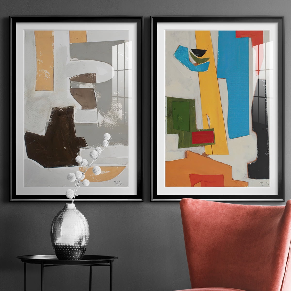 Wexford Home Andalusian Forms III Premium Framed Print, 30.5" x 42.5" - Ready to Hang, Black (Set of 2)