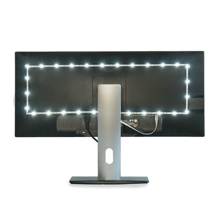 luminoodle bias lighting for hdtv - medium - bright white usb-powered led home theater lighting for tvs, monitors - usb tv led