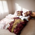 thumbnail image 3 of Orylavena Burgundy and Gold Marble Microfiber Duvet Cover Set, Twin, 3-Piece, 3 of 8