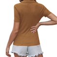thumbnail image 4 of OSOLU Women T-Shirt Tshirts Tee Solid Color Button Up T-Shirt Short Sleeve Tee Tops Comfort Dailywear, 4 of 5